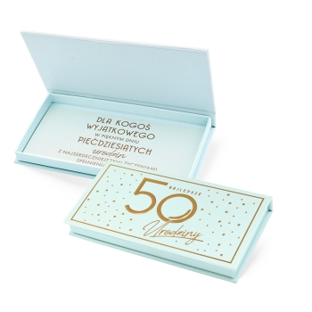 Pudełko na banknoty MB-018 - 50 urodziny (niebieskie)